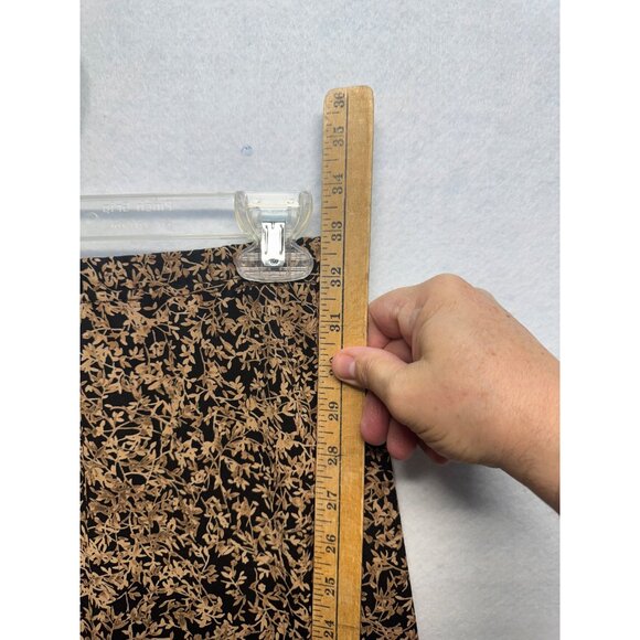 Vintage Dressbarn Small Black & Gold Floral Print Elastic Waist Midi Skirt - Picture 4 of 7